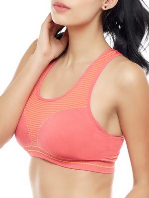 pink lightly padded sports bra - 14414818 - Standard Image - 2