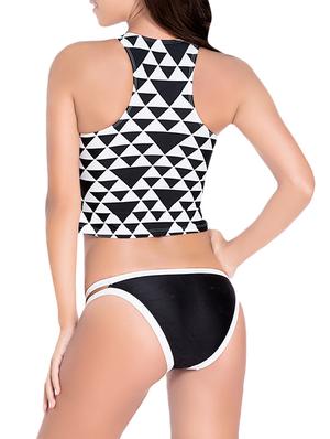 black printed tankini - 14415429 - Standard Image - 2