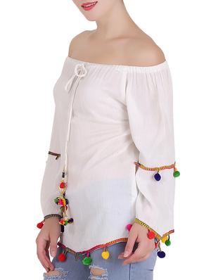 white rayon blouson top - 14415528 - Standard Image - 2