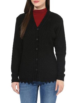 Set of 2 black woollen cardigan with muffler - 14417524 - Standard Image - 2