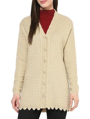 Set of 2 cream woolen cardigan with muffler - 14417525 - Standard Image - 2