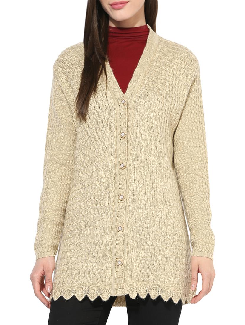 Set of 2 cream woolen cardigan with muffler - 14417525 - Zoom Image - 2