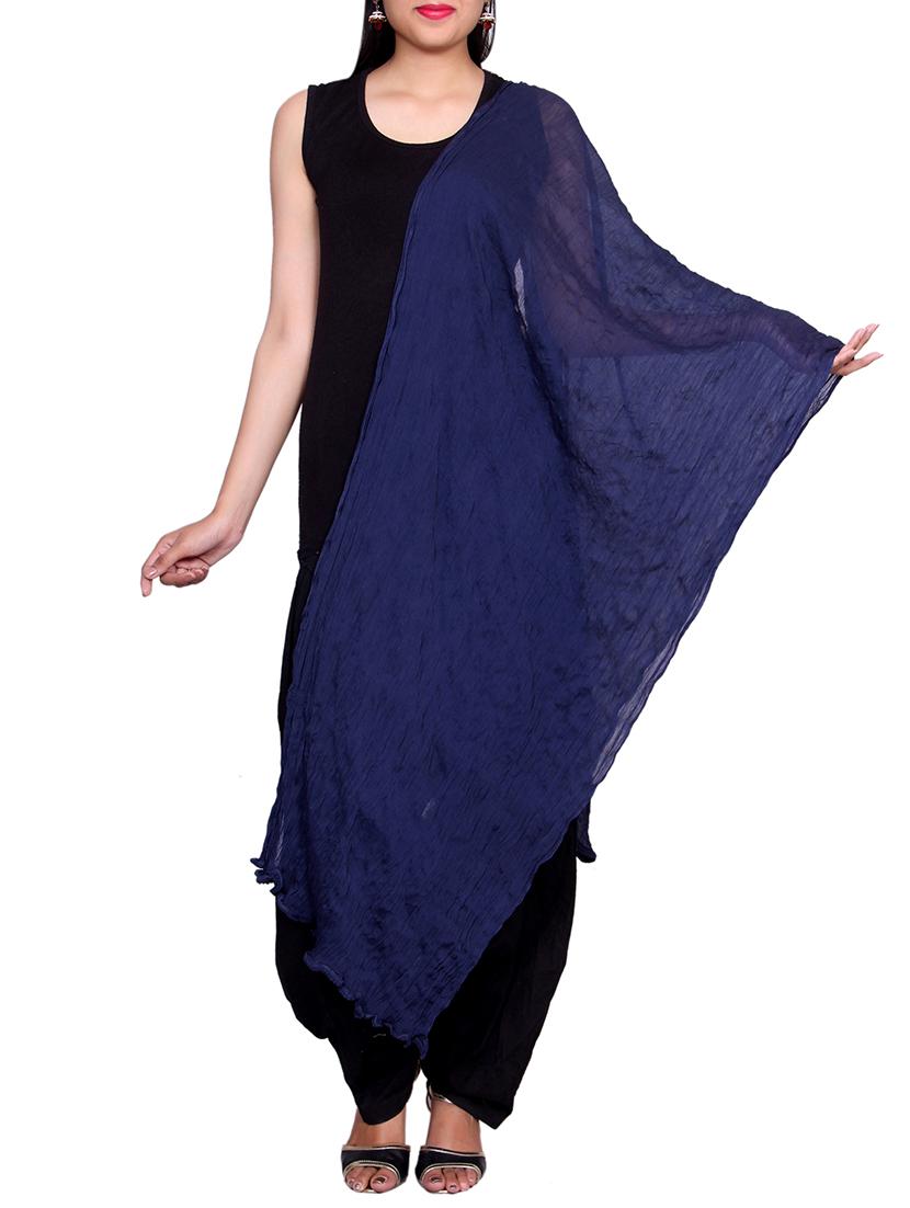 Blue Chiffon Plain Dupatta - By
