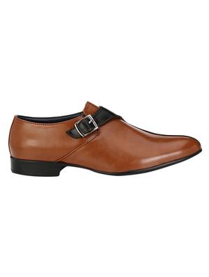 tan Leatherette slip on monk strap - 14418088 - Standard Image - 2