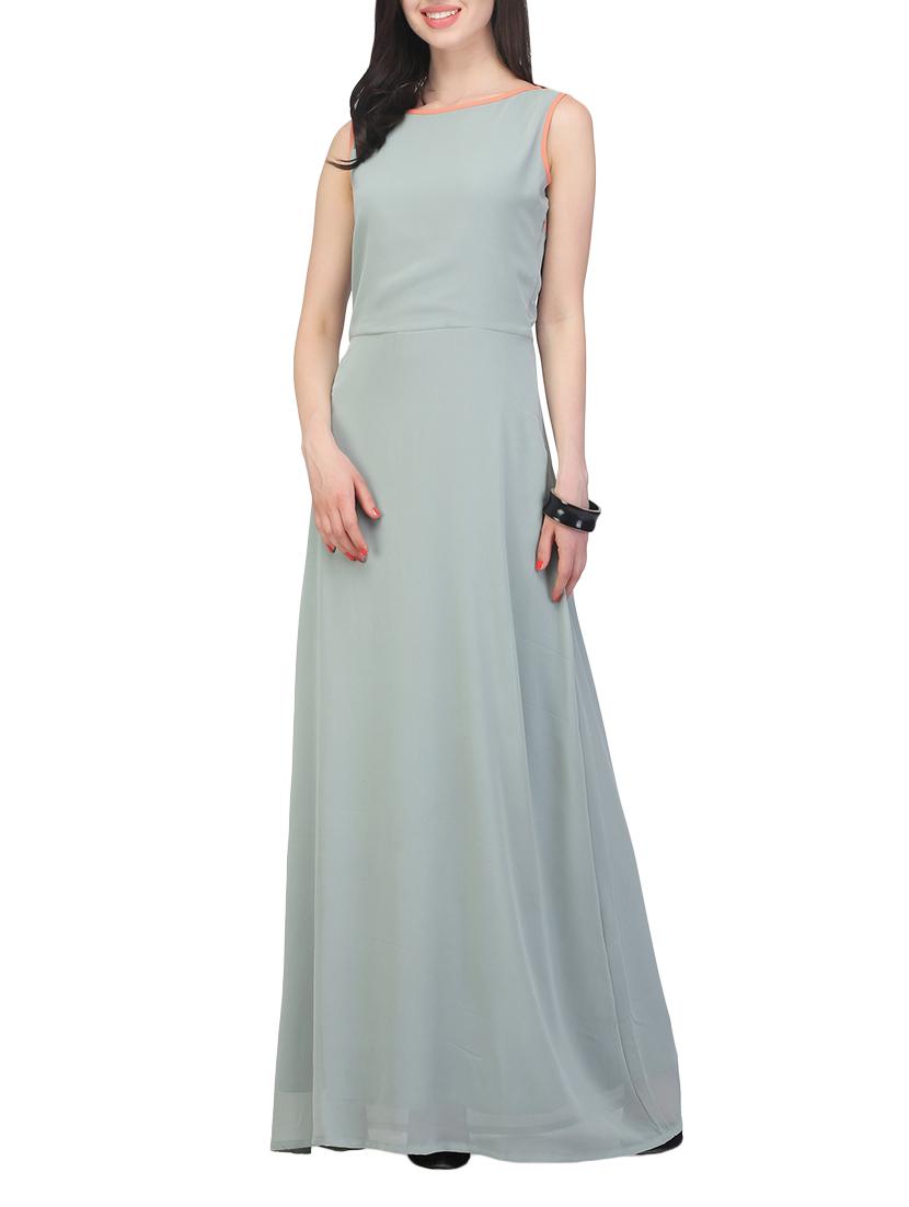grey georgette maxi dress - 14422010 - Zoom Image - 2