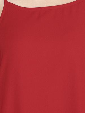 red cold shoulder ruffle dress - 14422056 - Standard Image - 5