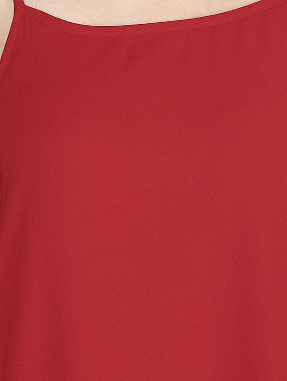 red cold shoulder ruffle dress - 14422056 - Zoom Image - 5