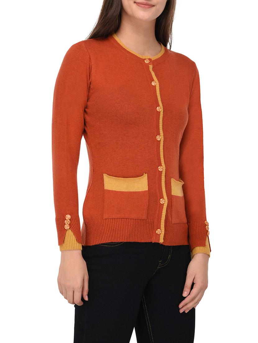 orange woollen cardigan - 14422128 - Zoom Image - 2