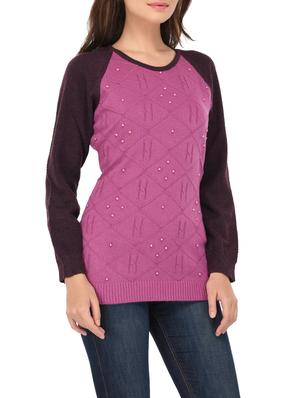 pink woollen pearl embellished pullover - 14422134 - Standard Image - 2