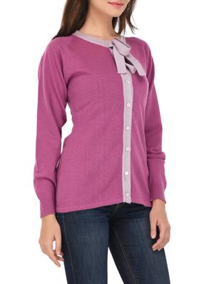 pink woollen cardigan - 14422137 - Standard Image - 2