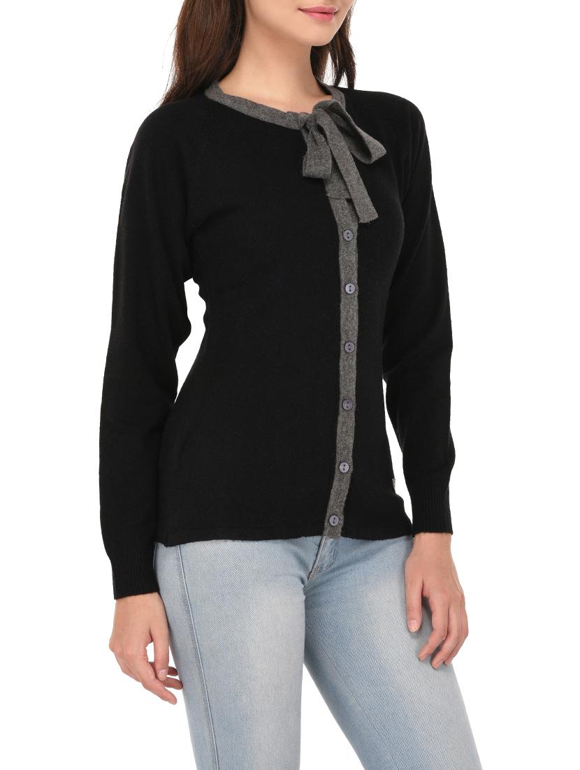 black woollen cardigan - 14422139 - Zoom Image - 2