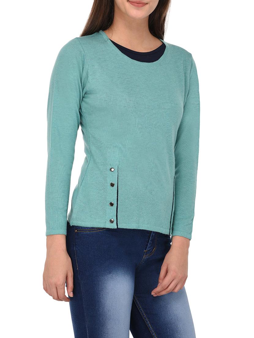 blue woollen pullover - 14422145 - Zoom Image - 2