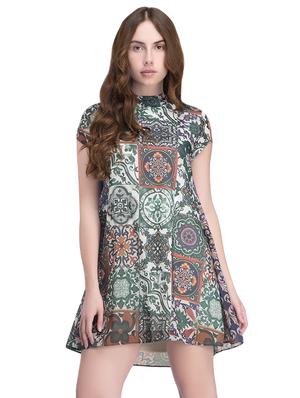 green printed a-line dress - 14422226 - Standard Image - 2