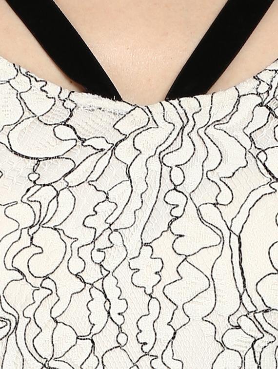 white printed fit & flare dress - 14422300 - Zoom Image - 5
