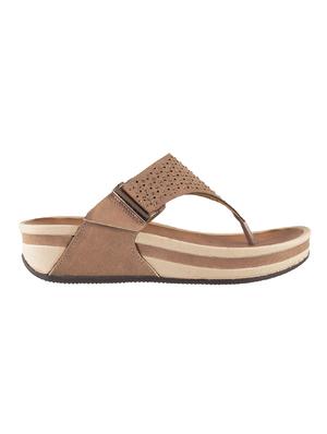 brown open thong wedge - 14422962 - Standard Image - 2