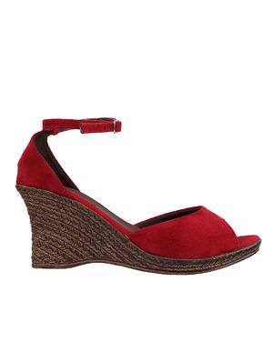 red ankle strap wedge - 14422995 - Standard Image - 2