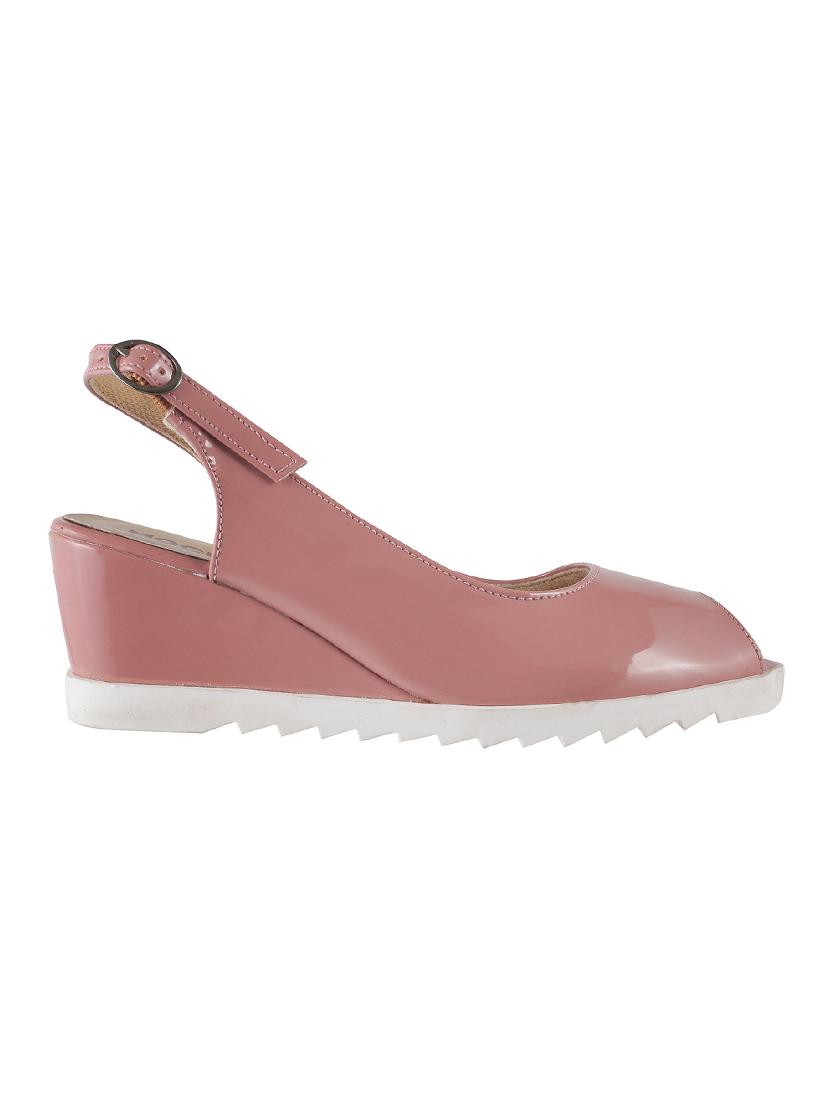 pink pu back strap wedges - 14423099 - Zoom Image - 2