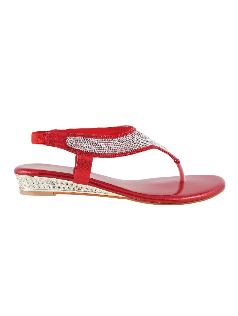 red sheet back strap sandals - 14423194 - Zoom Image - 2