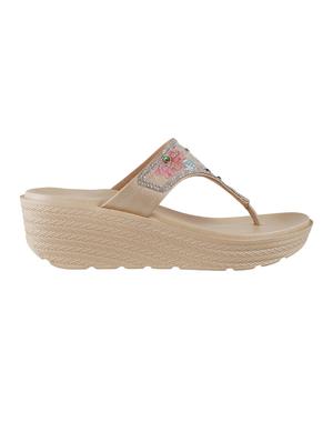 gold open thong wedge - 14423195 - Standard Image - 2