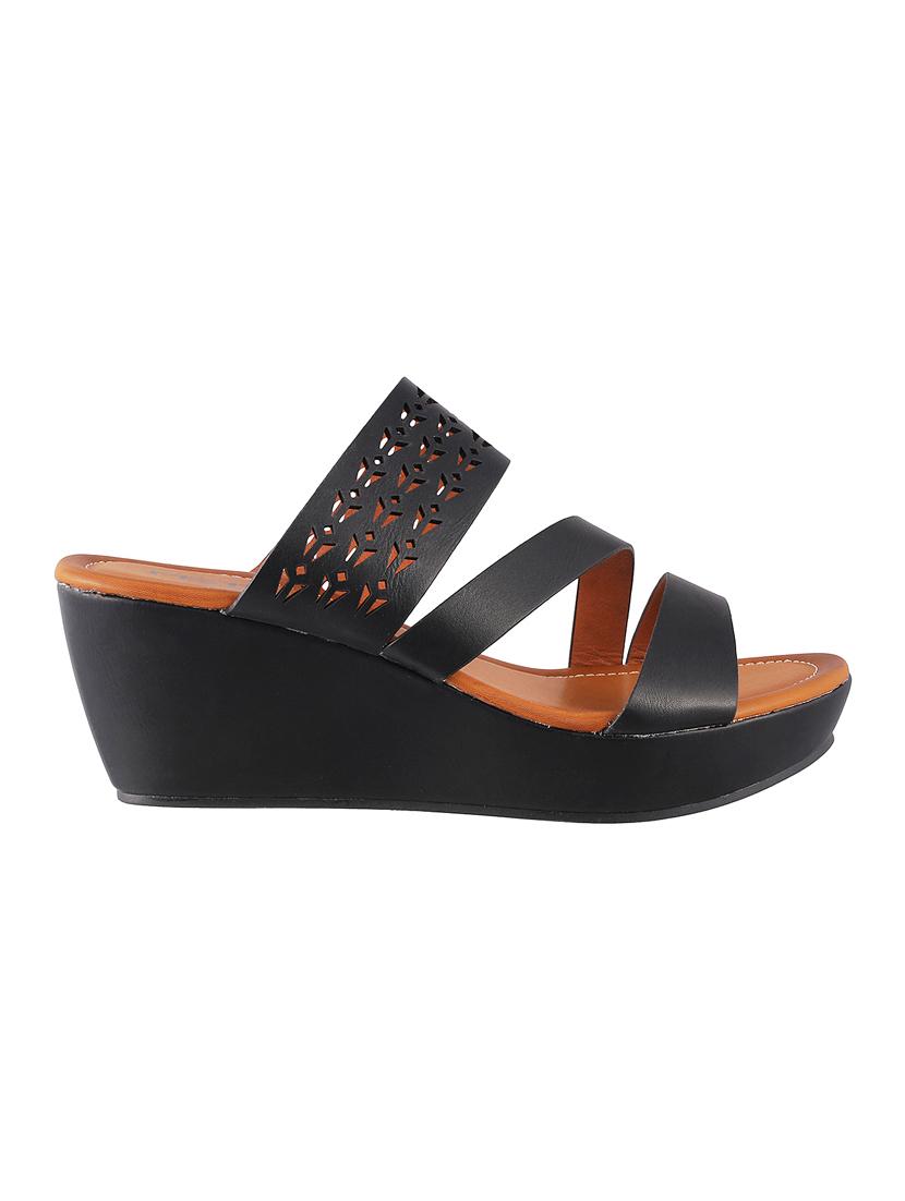 black pu slip on wedges - 14423252 - Zoom Image - 2