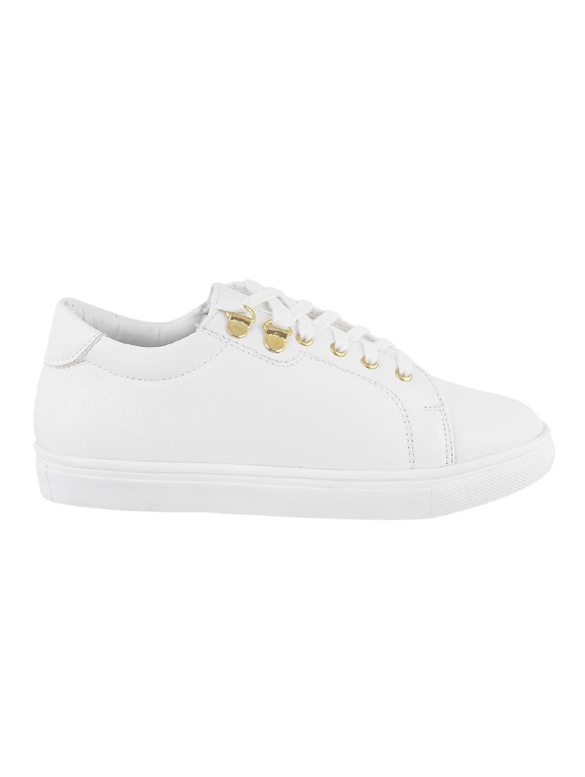 white pu laceup sneakers - 14423297 - Zoom Image - 2