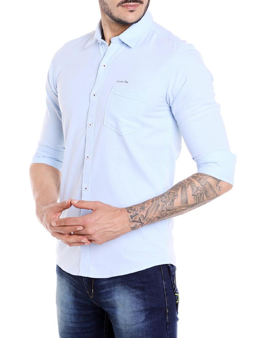 solid light blue cotton casual shirt - 14423852 - Zoom Image - 2