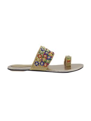 gold leatherette ethnic kolhapuris - 14423963 - Standard Image - 2