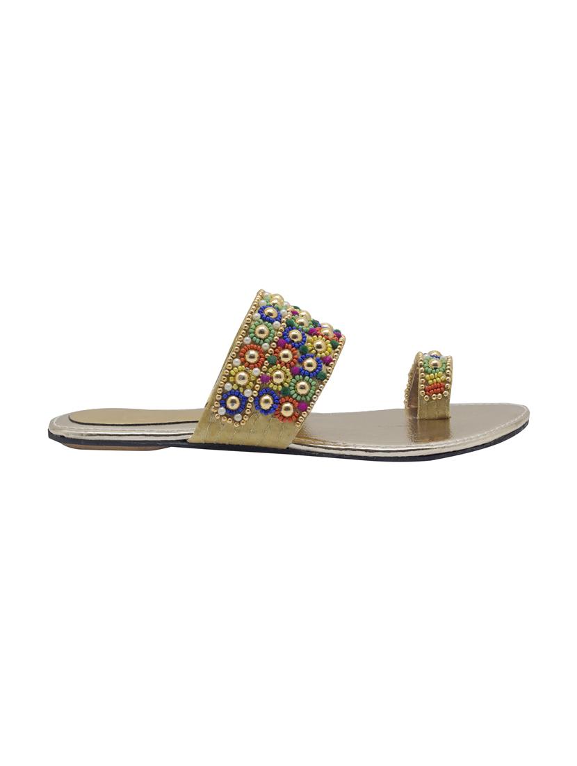 gold leatherette ethnic kolhapuris - 14423963 - Zoom Image - 2