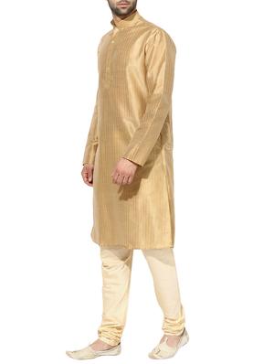 beige dupion long kurta - 14424886 - Standard Image - 2