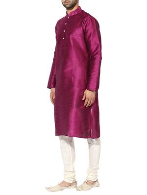 purple dupion long kurta - 14424893 - Standard Image - 2