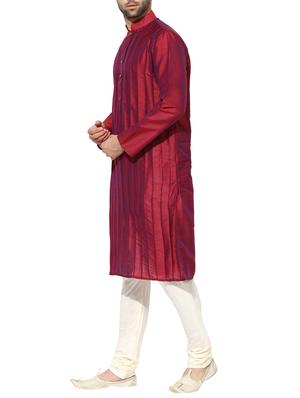 red dupion long kurta - 14424895 - Standard Image - 2
