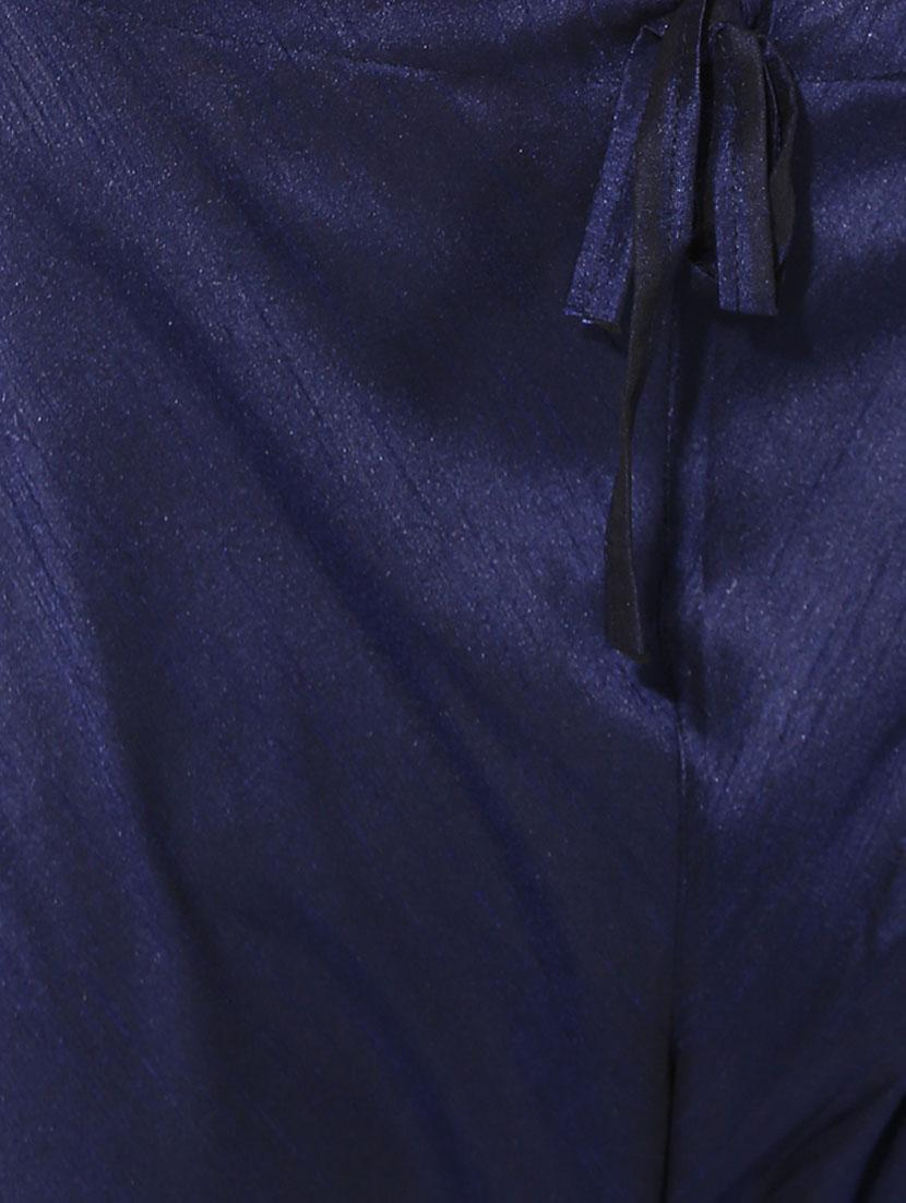 dark blue dupion long kurta - 14424898 - Zoom Image - 5