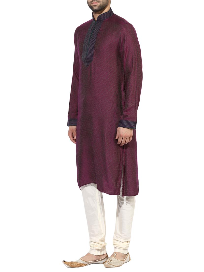 purple dupion long kurta - 14424904 - Zoom Image - 2