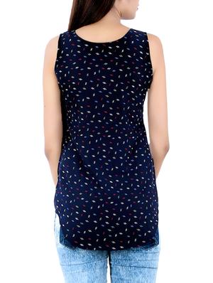 navy blue printed top - 14425068 - Standard Image - 2