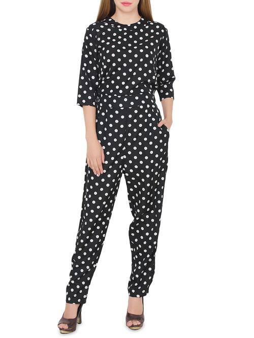 polka dotted full leg jumpsuit - 14425116 - Standard Image - 1
