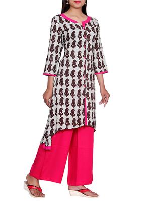 brown rayon high-low kurta - 14427153 - Standard Image - 2