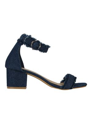 navy denim ankle strap sandals - 14427339 - Standard Image - 2