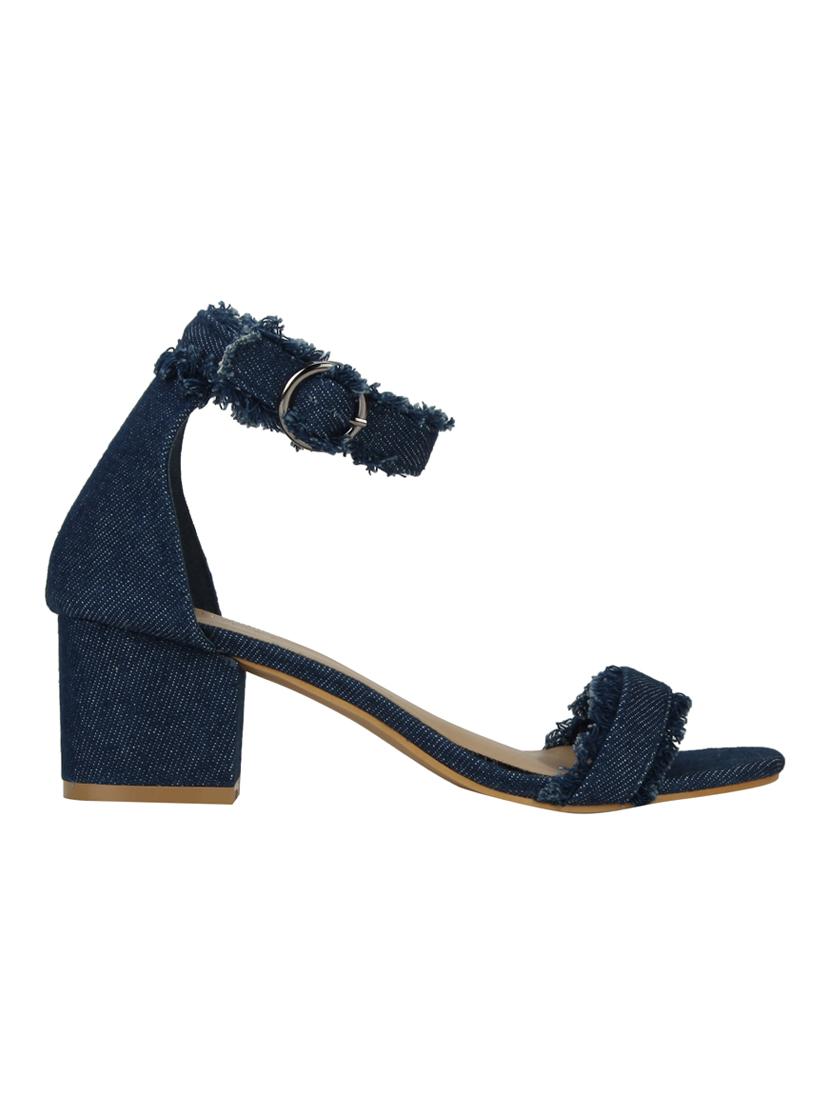 navy denim ankle strap sandals - 14427339 - Zoom Image - 2