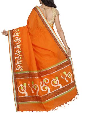 orange embroidered saree with blouse - 14429017 - Standard Image - 2