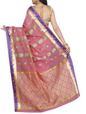 pink cotton silk woven saree with blouse - 14429024 - Standard Image - 2