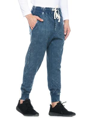 blue cotton full length track pant - 14430848 - Standard Image - 2