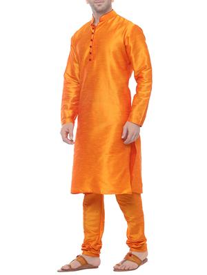 orange silk blend kurta payjama set - 14431421 - Standard Image - 2