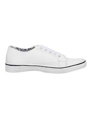 white faux leather laceup sneakers - 14432181 - Standard Image - 2