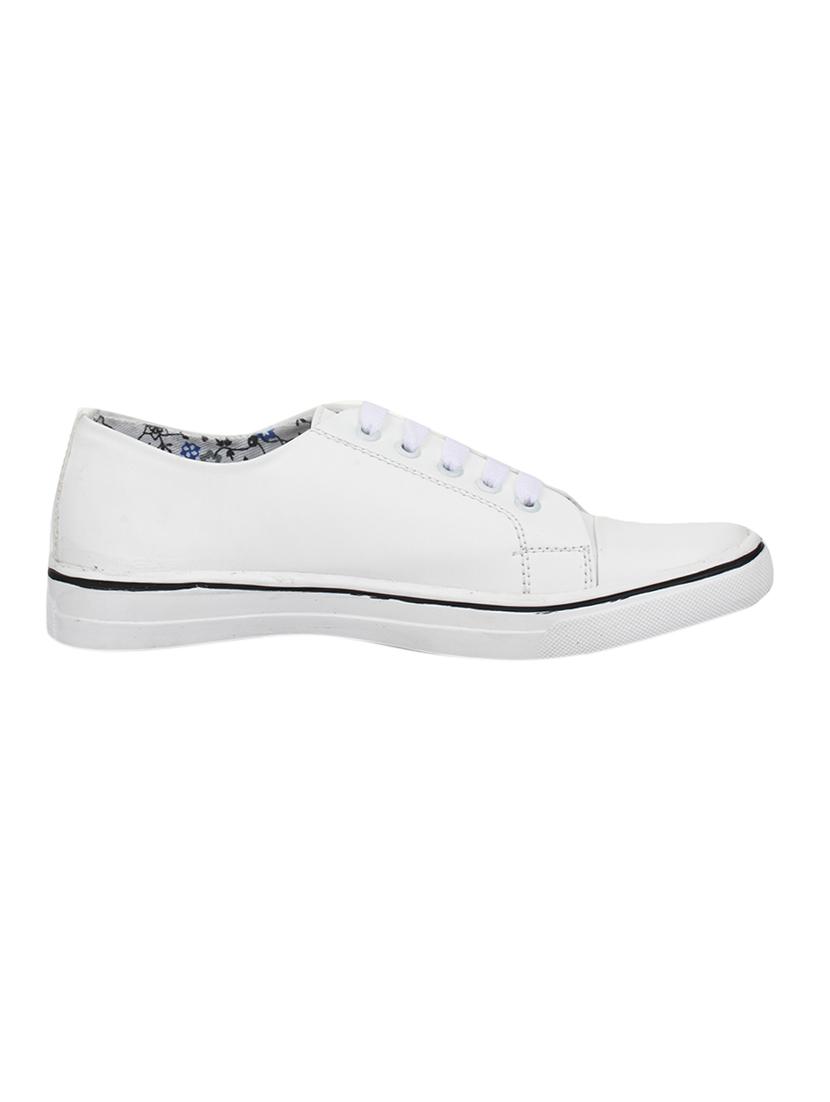 white faux leather laceup sneakers - 14432181 - Zoom Image - 2