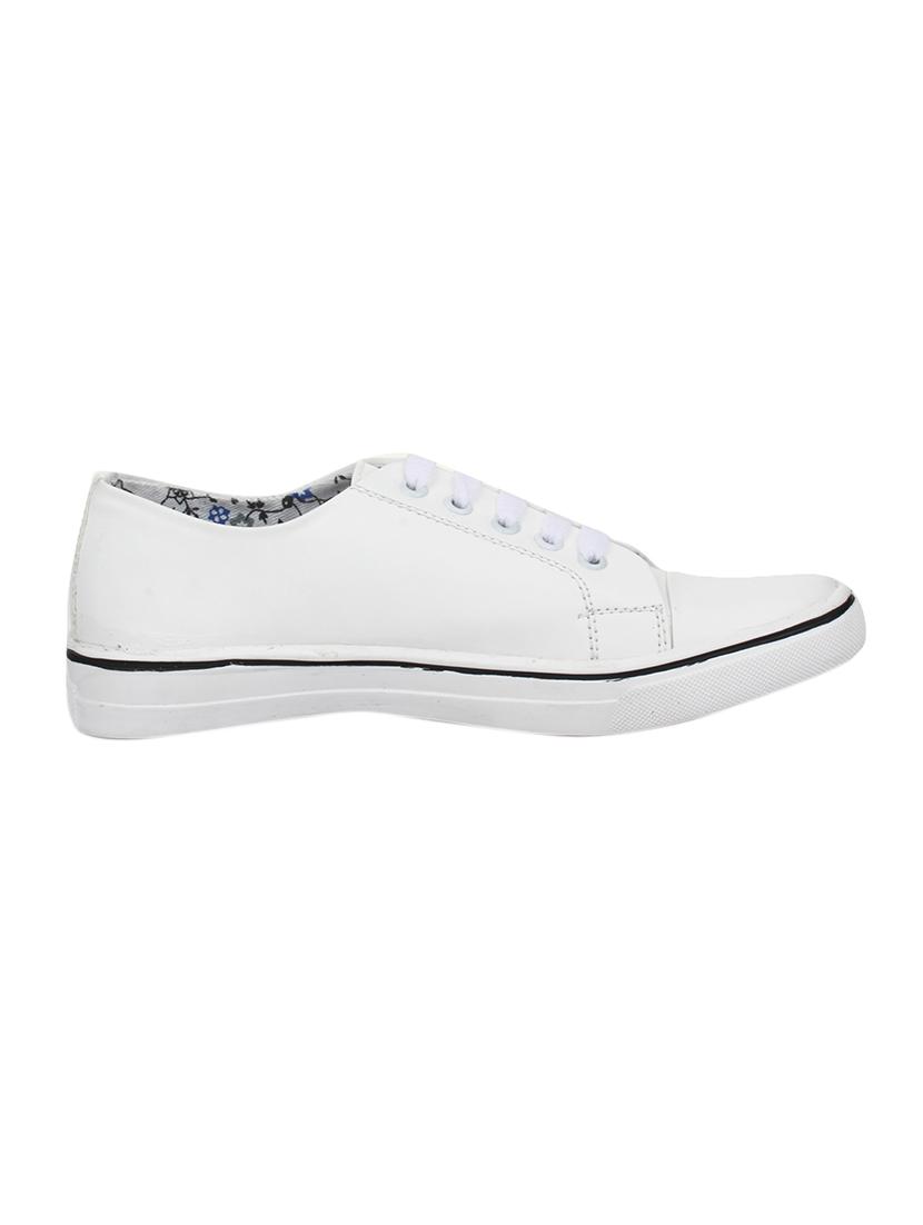 white faux leather laceup sneakers - 14432182 - Zoom Image - 2
