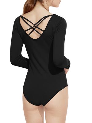 double criss-cross solid bodysuit - 14432379 - Standard Image - 2