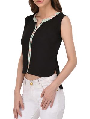 black poly crepe top - 14432511 - Standard Image - 2