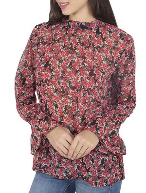 red floral georgette casual top - 14432694 - Standard Image - 2