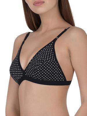 black cotton plunge bra - 14432821 - Standard Image - 2
