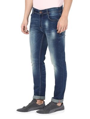 blue cotton blend washed jeans - 14433193 - Standard Image - 2